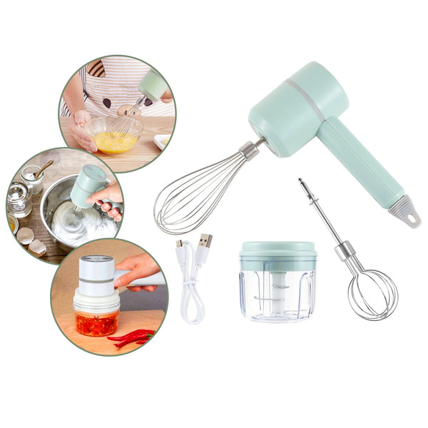Wireless Hand Mixer Electric Garlic Chopper 2 in 1 Automatic Food Processor Portable Hand Blender Mini Meat Grinder