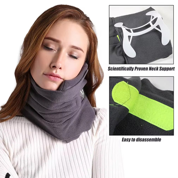 Soft Fleece Travel Neck Scarf Acts as a Supportive Pillow