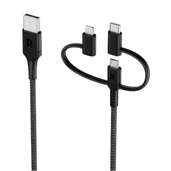 كيبل 3X1 RP-CB1033 من RAVPower من USB-A إلى Micro + USB-C+ Lightning بطول 1.2 متر