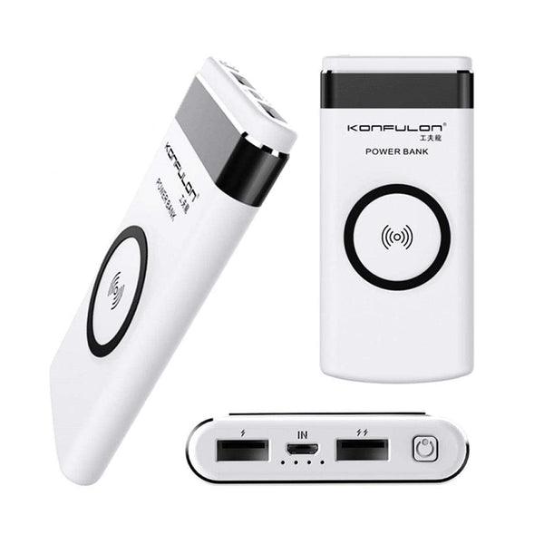 Konfulon M12W Wireless Powerbank 10000mAh with 2 USB Ports