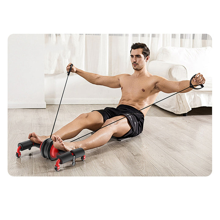 Multifunctional Abdominal Wheel Abdominal Muscle Training at Home with Knee Pad and Resistance Bands