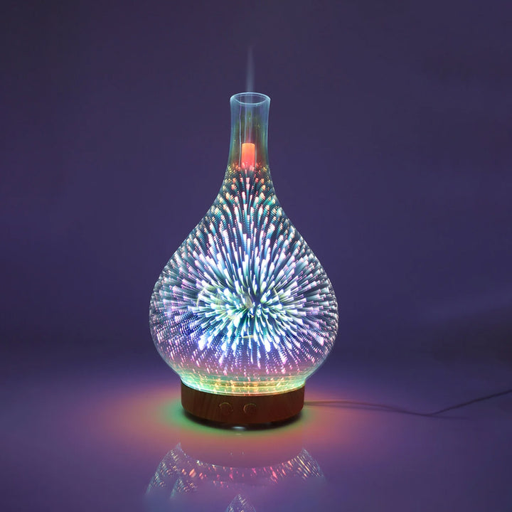 3D Fireworks Glass Vase Air Humidifier with 7 LED Night Lights