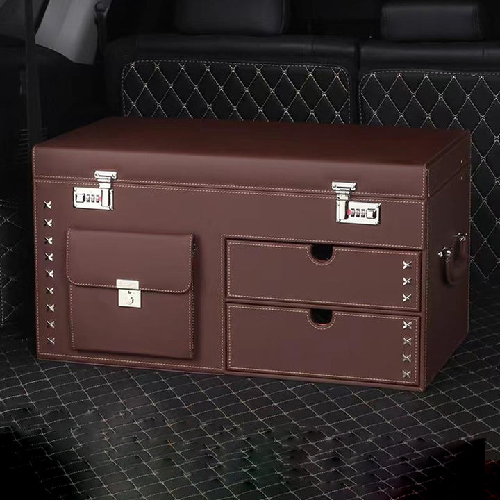 Portable and Multi-Use Car Organizer Box Made of High-Quality Leather