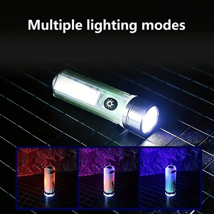 Rechargeable Waterproof Mini Handheld Magnetic Flashlight with Front and Side Light 