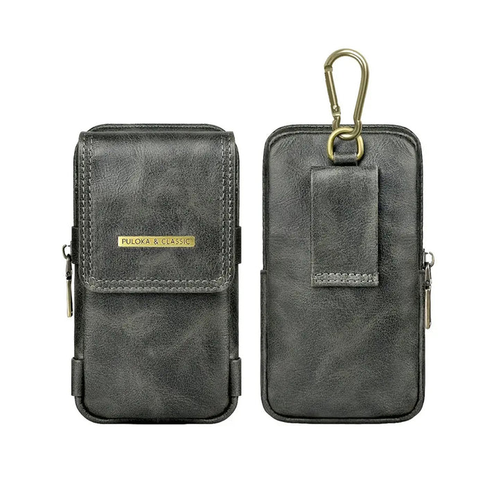 PULOKA High Quality Large Capacity Leather Multi-Layer Waterproof Mobile Bag