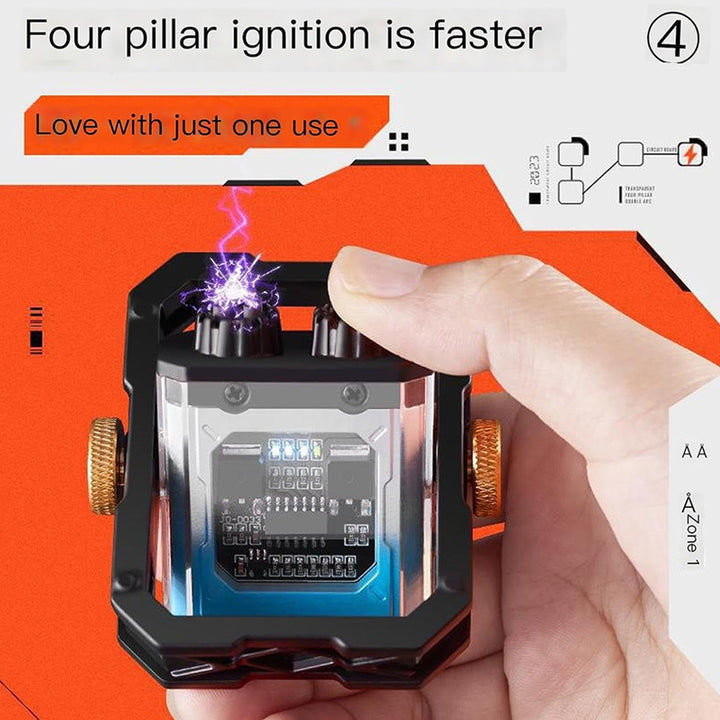 Unique Design LED Metal USB Electronic Transparent Lighter with Rechargeable Lithium Battery