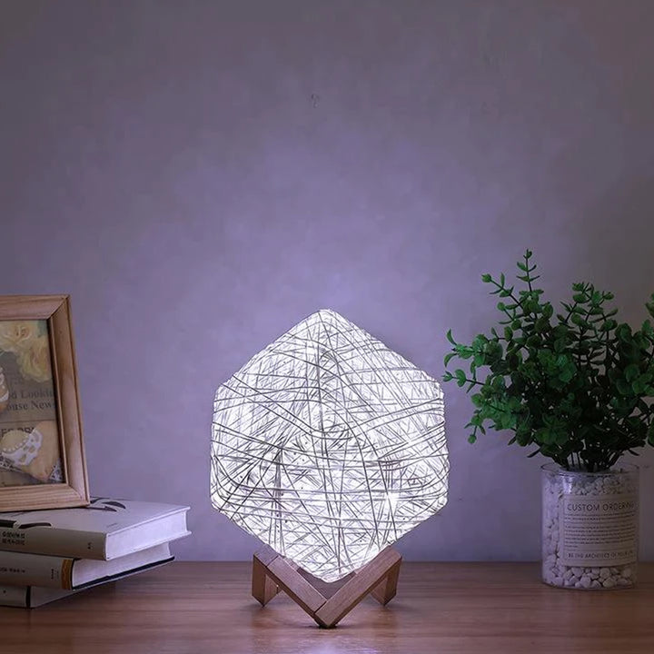 Creative Nordic Simple Led Table Lamp Square Rattan Rope Rattan Ball Led Lamp 