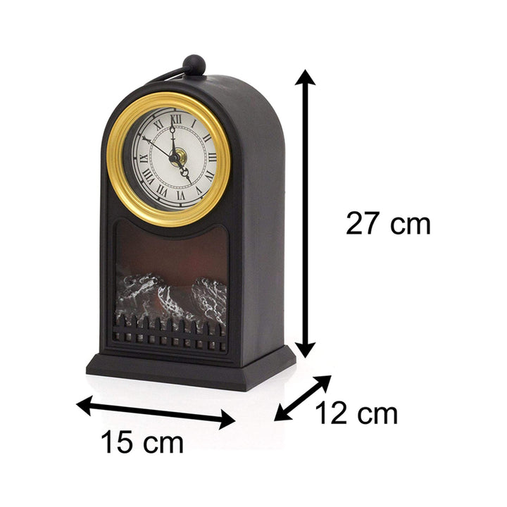 LED Fireplace Lantern Mantle Clock Battery Operated Lamp