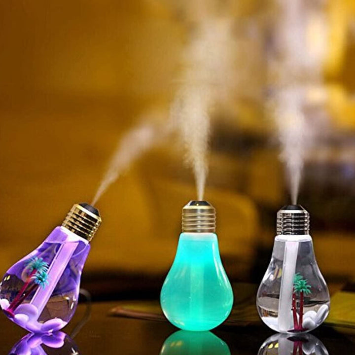 USB Portable Desktop Bulb Air Humidifier, Ultrasonic Humidifier with On/Off 7 Color Changing LED Night Lights