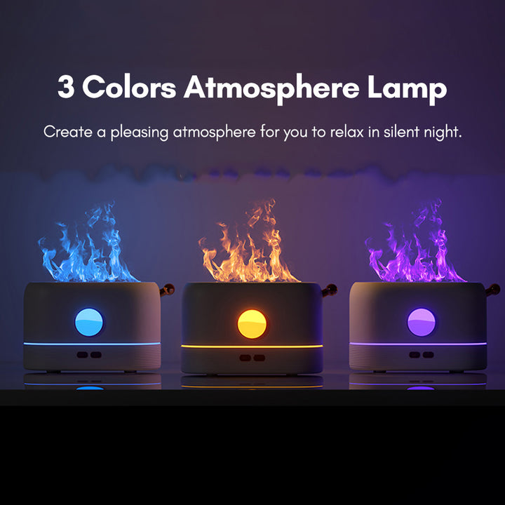 Air Humidifier and Diffuser 2 in 1 with Flame Light, 3 Colors Night Light Diffuser 200ml