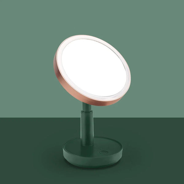 Portable LED Lighted Makeup Mirror Foldable Adjustable Height USB Charging