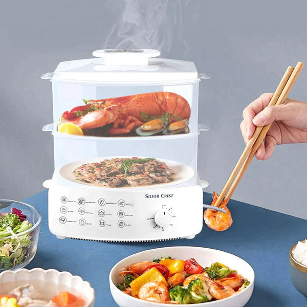 Silver Crest 12L Electric Steamer 1500W for a Healthy and Quick Taste