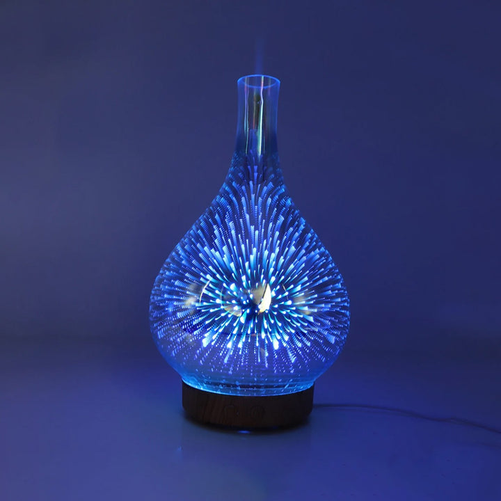 3D Fireworks Glass Vase Air Humidifier with 7 LED Night Lights