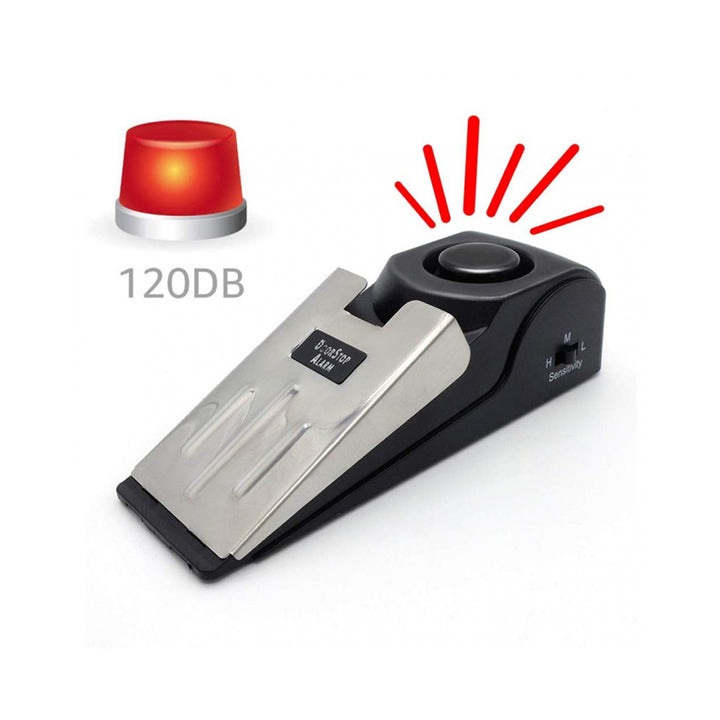 Door Stopper Alarm Black Anti-theft Portable 120db Wedge Security Floor Door Stopper