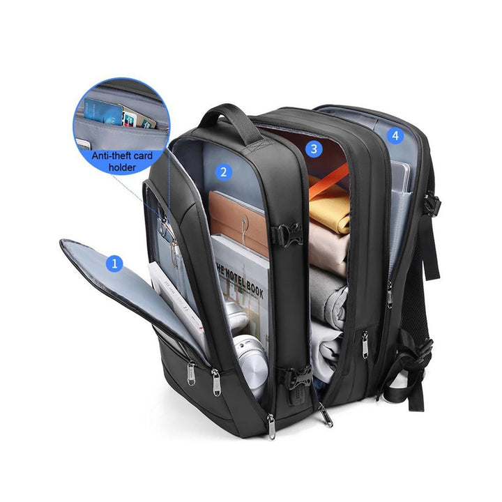 POSO PS-660 Large Expandable Waterproof Anti-Theft Backpack Bag With USB Charging Port