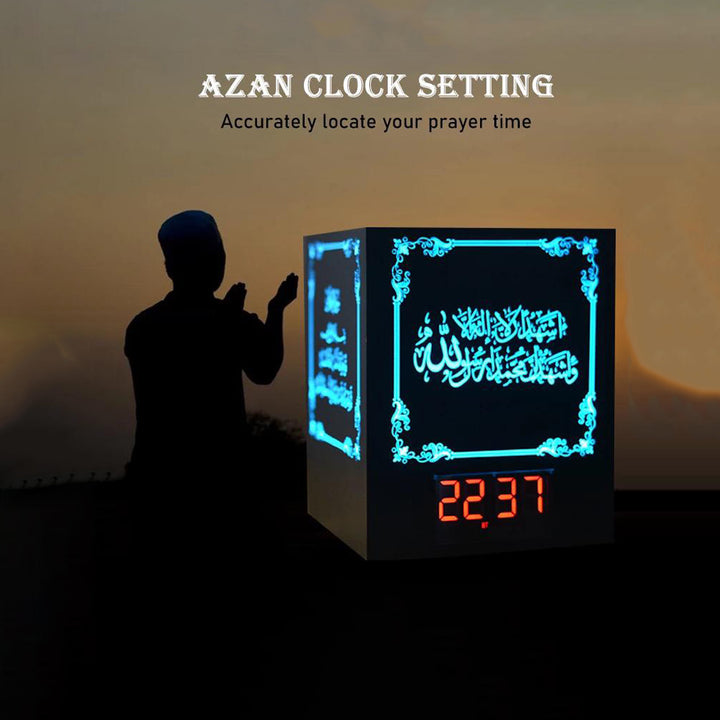 The Holy Quran Digital Clock & Speaker With 25 Night Light Colors Listen to Quran 30 Reciters and 28 Translations