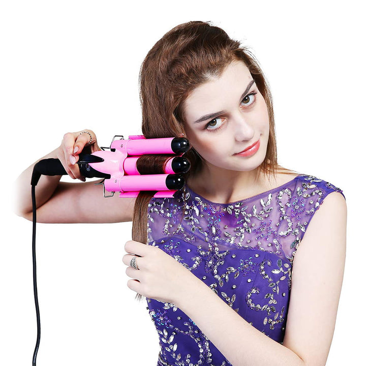 Portable Three-Cylinder Hair Straightener with Adjustable Temperature Waves