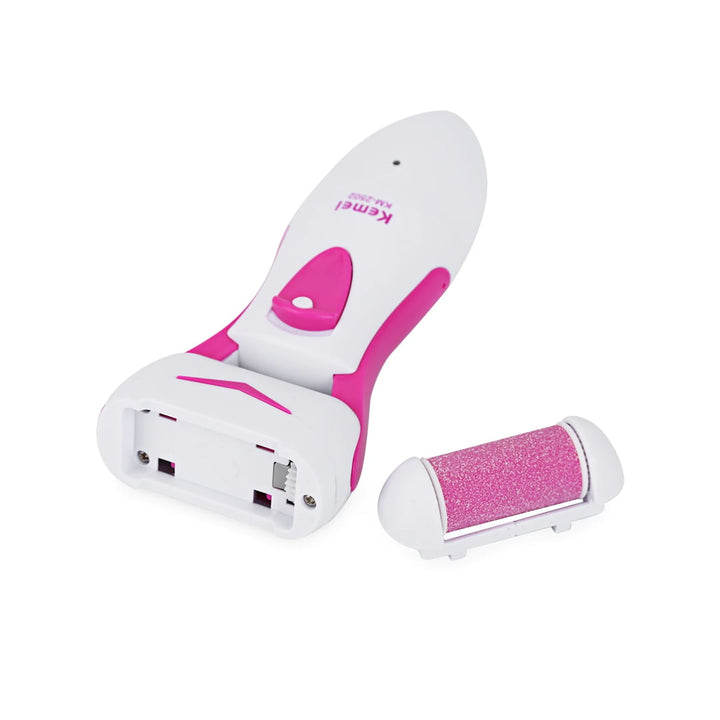 Kemei KM - 2502 New 3 in 1 Portable Electric Lady Foot Callus Remover with 2 Replaceable Heads