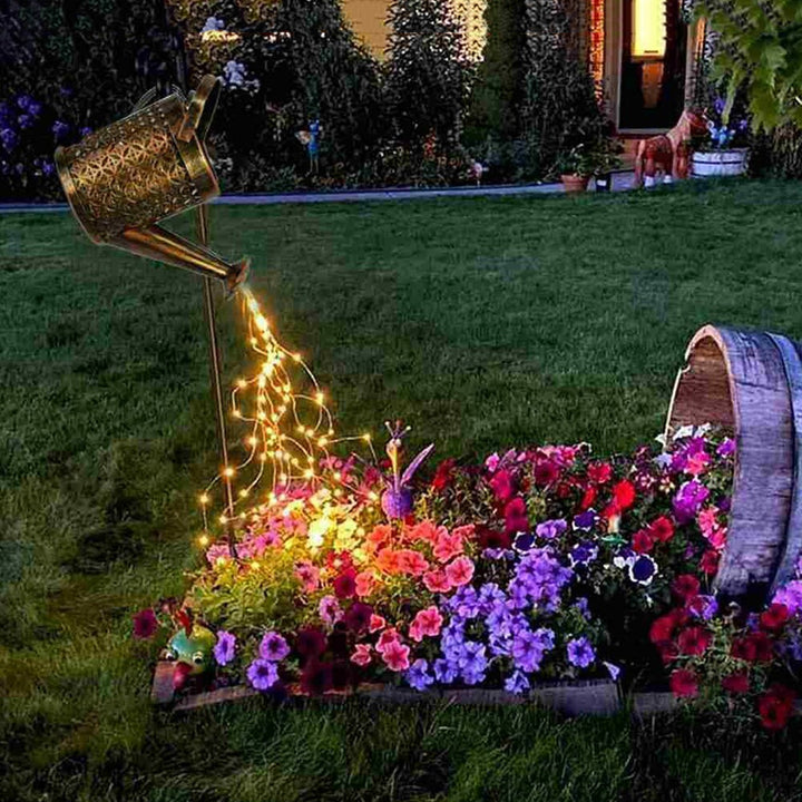 Solar LED Garden Lawn Lamp Creative Watering Can Sprinkles Star Type Shower Art Light