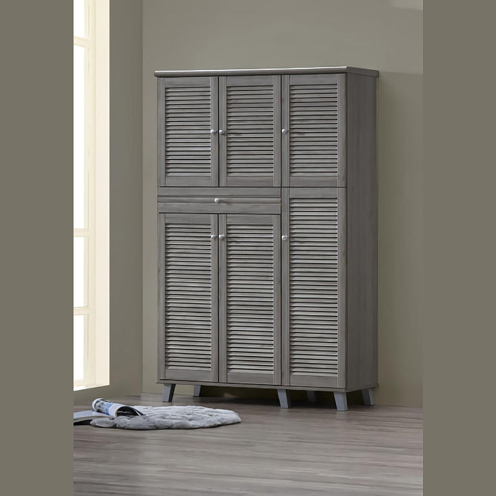 Large Shoe Cabinet 6 Doors and Drawer High-Quality Wood