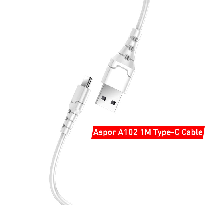 10 Aspor A101 iPhone Lightning Cables OR 10 Aspor A102 Type-C Cables