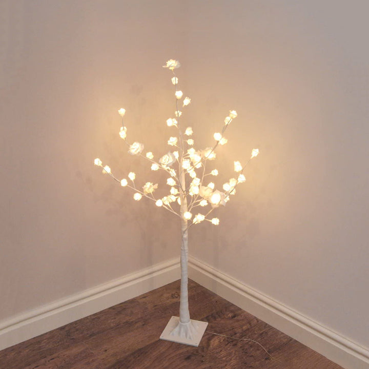 Festive Lights Decorative Light Artificial Tree - 72 White Rose Flowers LED Warm White Lighting