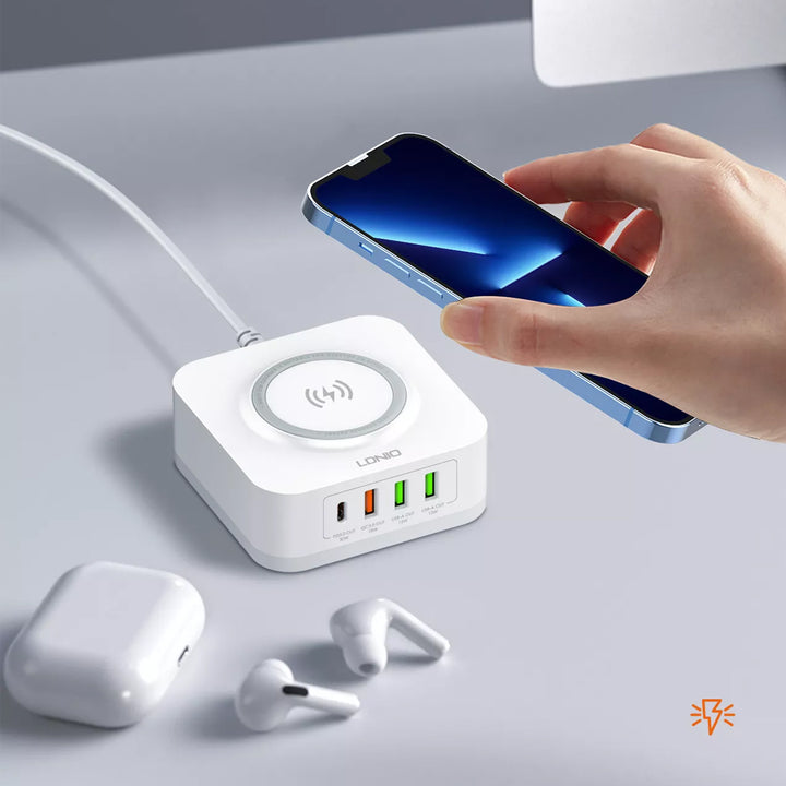 LDNIO AW004 32W desktop wireless charger with PD+QC ports 