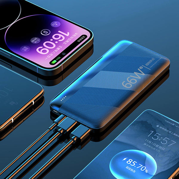 باور بانك  بقوة 66 واط وسعة 50000mAh مع منفذين USB ومنفذ ( Lightning+ Type-C) 