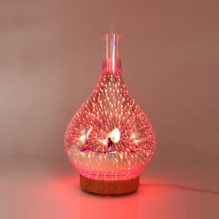 3D Fireworks Glass Vase Air Humidifier with 7 LED Night Lights