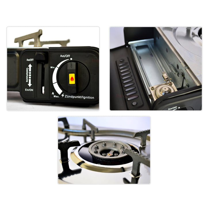 Double Burner Stove for Outdoor Use, Gas Cartridge Stove