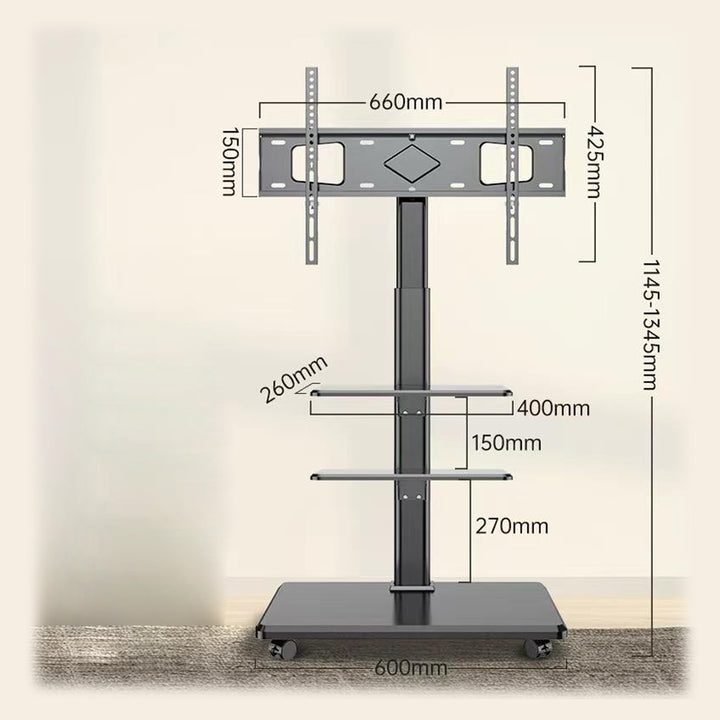 Mobile TV Stand for Screens from 32 - 75 inches with Adjustable Height