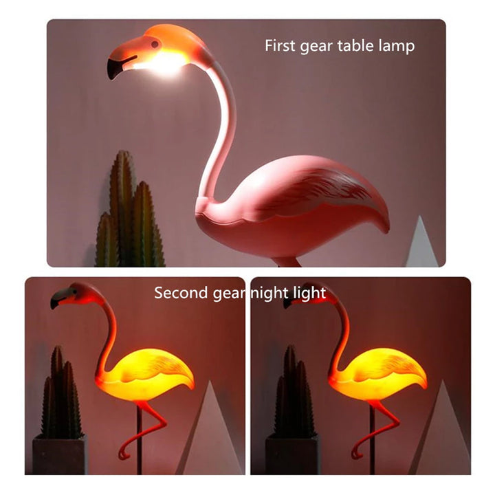 LED Flamingo Night Light Touch Reading Table Lamp USB Charging