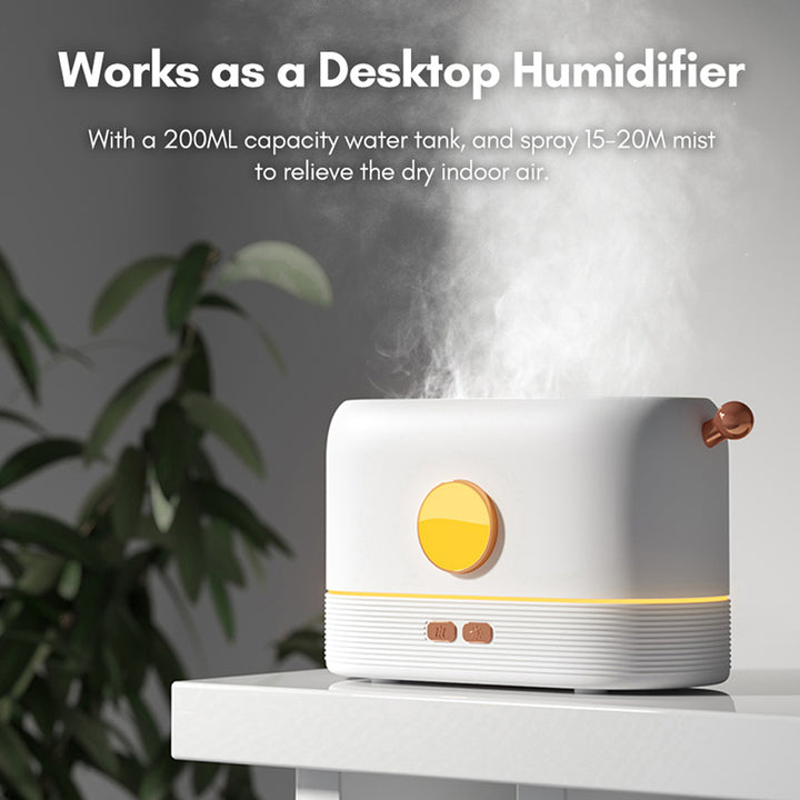 Air Humidifier and Diffuser 2 in 1 with Flame Light, 3 Colors Night Light Diffuser 200ml