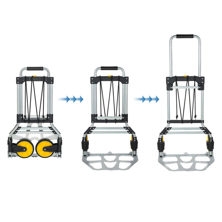 Folding Heavy Duty Luggage Trolley with Rubber Handle and Wheels