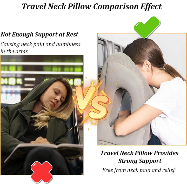 Inflatable Travel Pillow Neck and Head Support Pillow for Women and Men