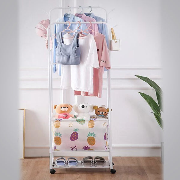 Clothes Stand with Storage Basket and Bottom Shoe Rack