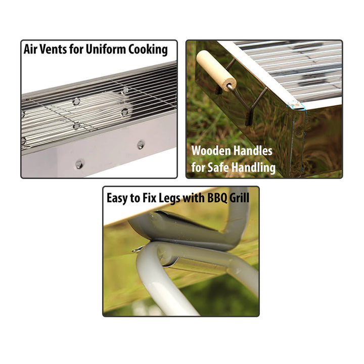 Stainless Steel Foldable Portable Barbecue Grill Holder