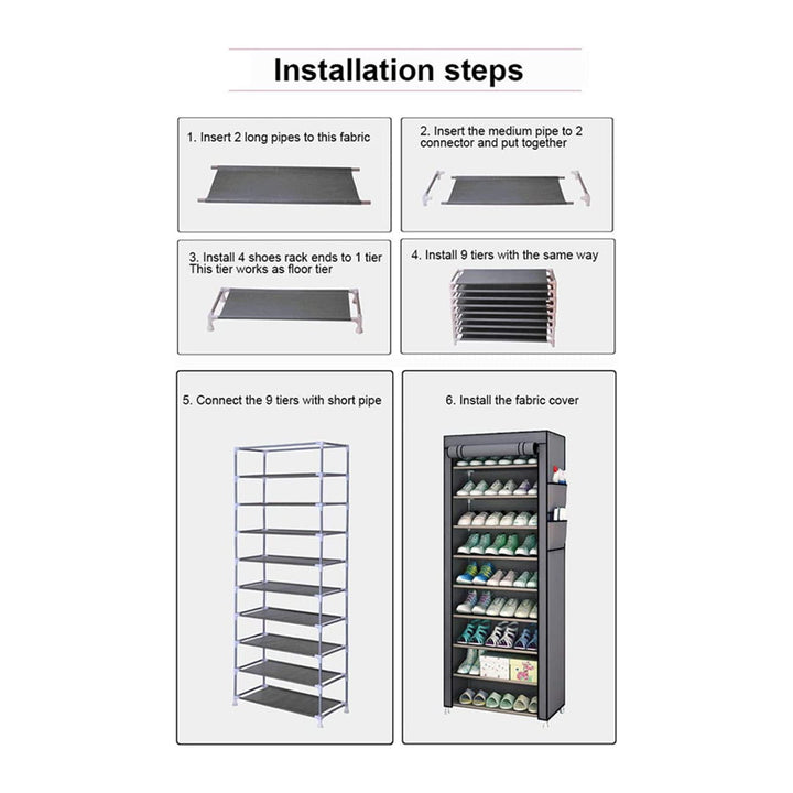 Multi-Functional 9 Tier Shoe Organizer and Shoe Rack