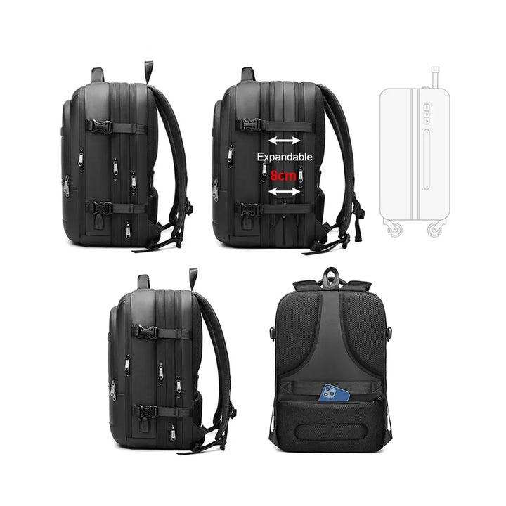 POSO PS-660 Large Expandable Waterproof Anti-Theft Backpack Bag With USB Charging Port