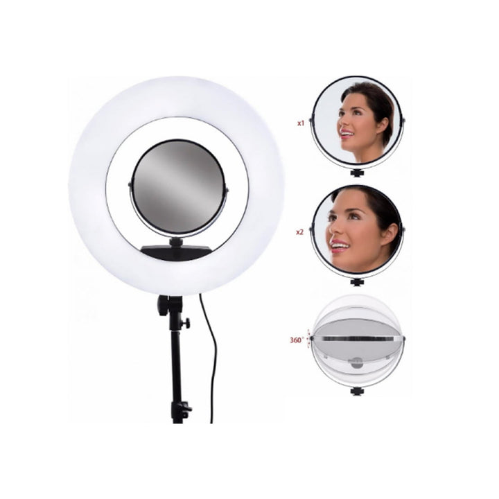 LC-16-II Ring 38 cm LED Light Blogger Lamp with Phone Clip and Mirror Selfie Set With Tripod