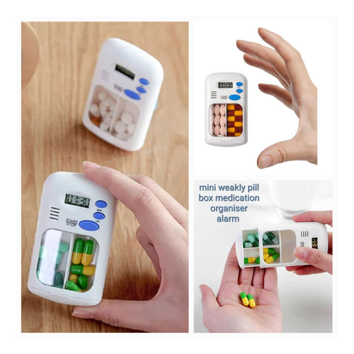 Automatic Pill Reminder Box Small Portable Efficient Setting Dispenser with LED Display 