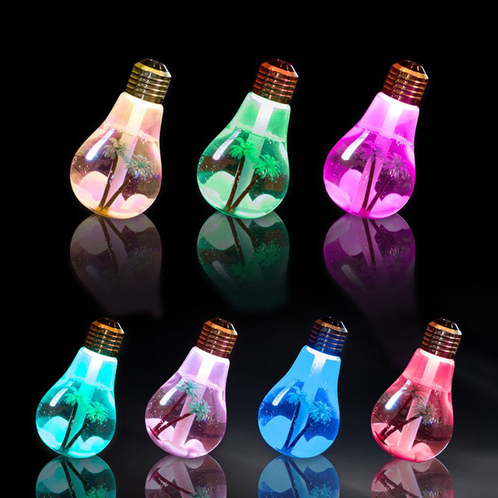 USB Portable Desktop Bulb Air Humidifier, Ultrasonic Humidifier with On/Off 7 Color Changing LED Night Lights