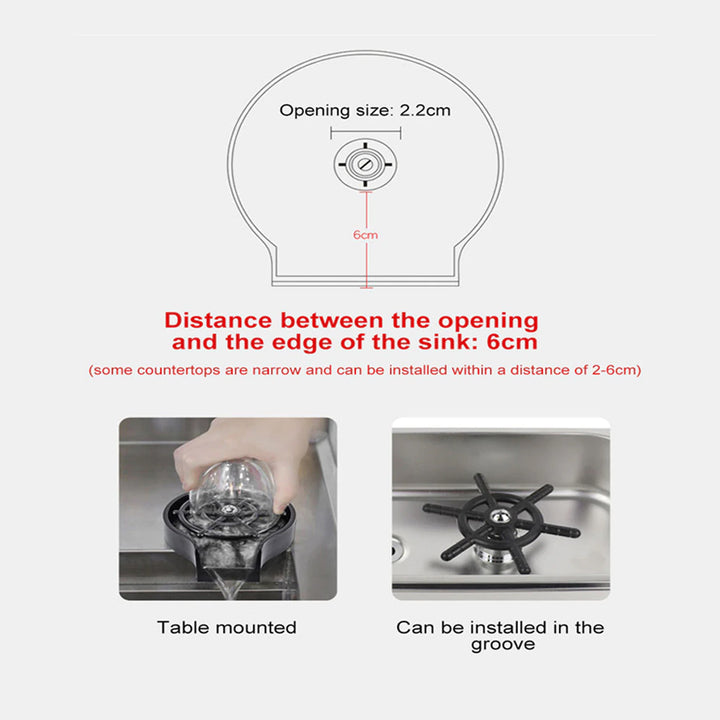 Automatic Glass Cleaning Tool for Kitchen and Multi-angle Water Outlet for Easy Cleaning 