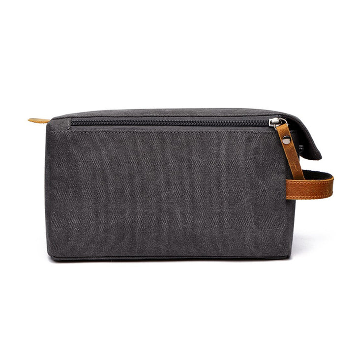Unisex High-Quality Leather Canvas Toiletry Organizer Bag