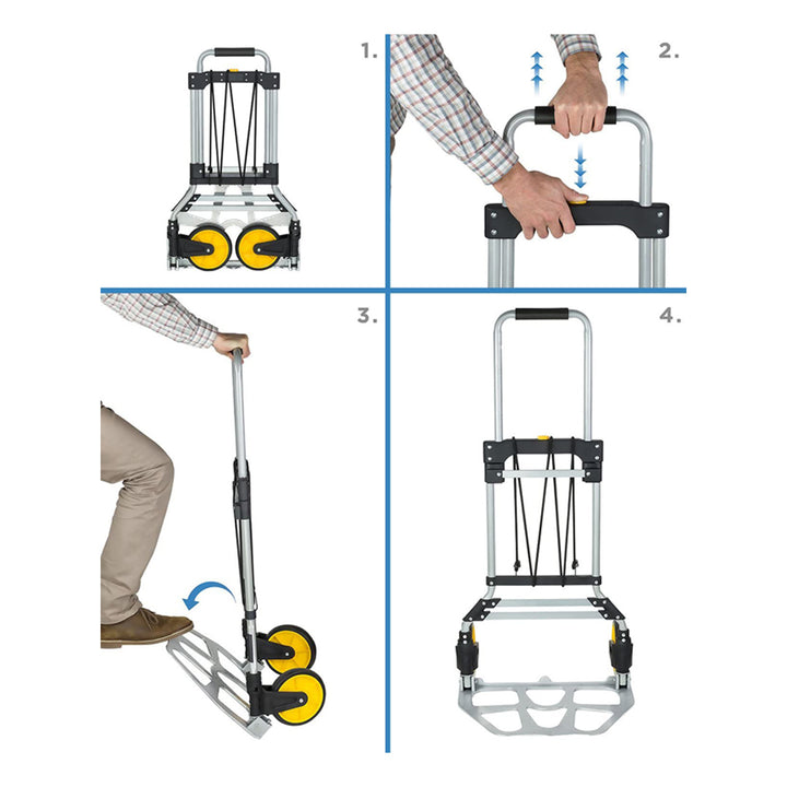 Folding Heavy Duty Luggage Trolley with Rubber Handle and Wheels