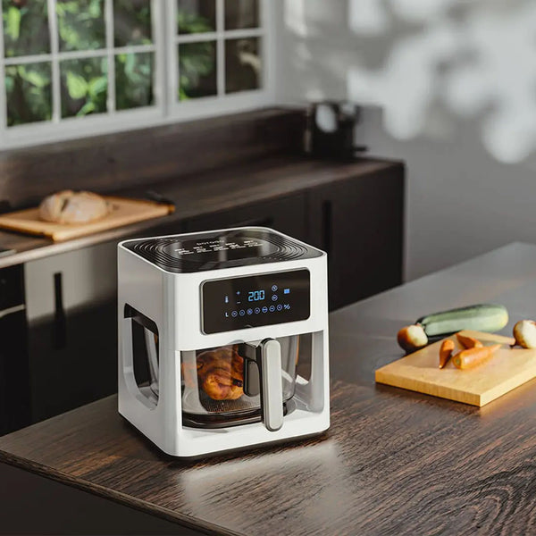 Porodo LifeStyle 5L Glass Pot Air Fryer 1000W, Adjustable Temperature