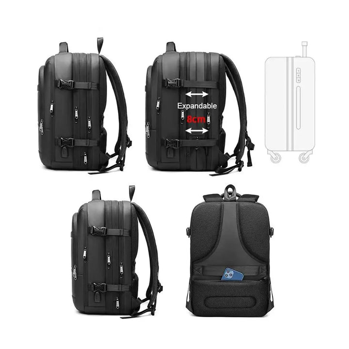 Large Expandable Waterproof Anti-Theft Laptop Backpack With USB Charging Port