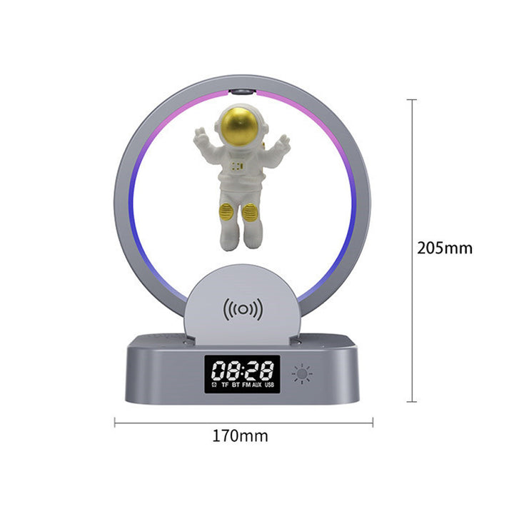 Y-558 Astronaut Magnetic Wireless Speaker with Wireless Charger, Digital Clock, and Colorful RGB Lighting