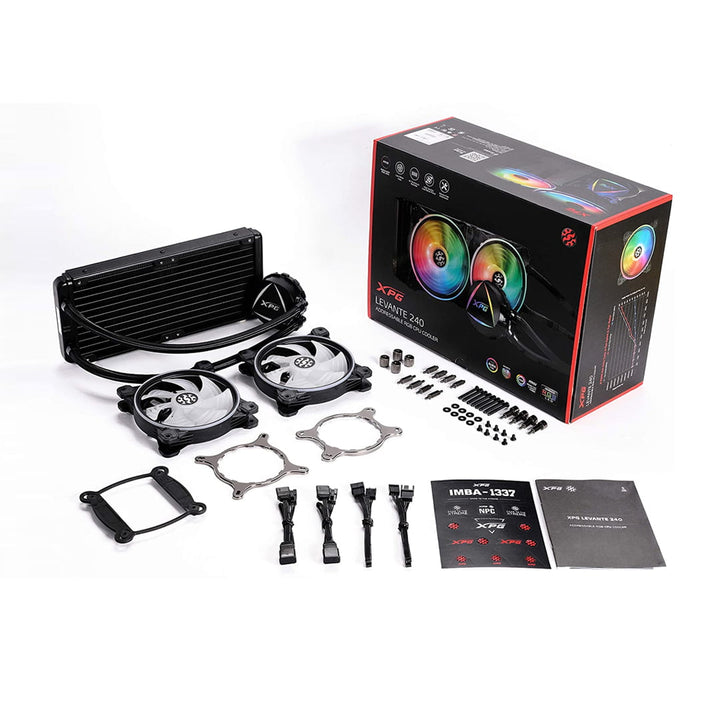 XPG EPS LEVANTE 240 Addressable RGB CPU Liquid Cooler, 240mm Radiator, Dual 120mm ARGB Lighting Fans