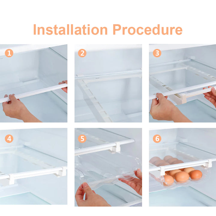 Adjustable Kitchen Egg Organizer Storage Rack Box Fridge Freezer Shelf Holder